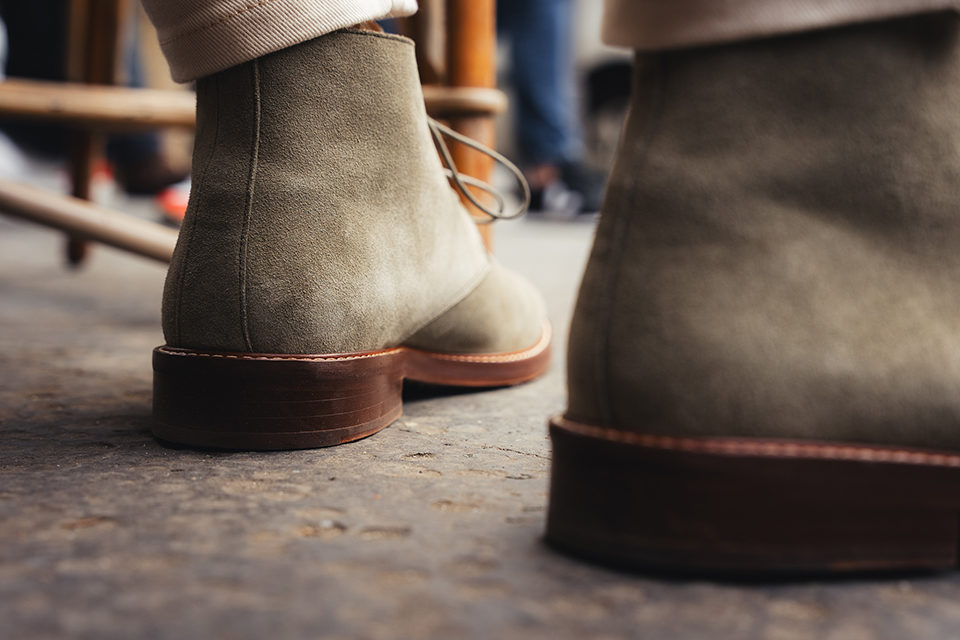 chukka boots pied de biche marius detail veau velours semelle