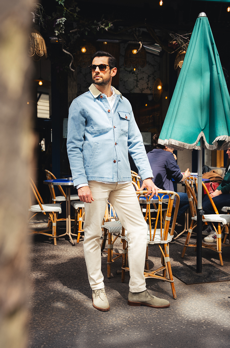 look homme jean blanc veste jean pour le printemps ete