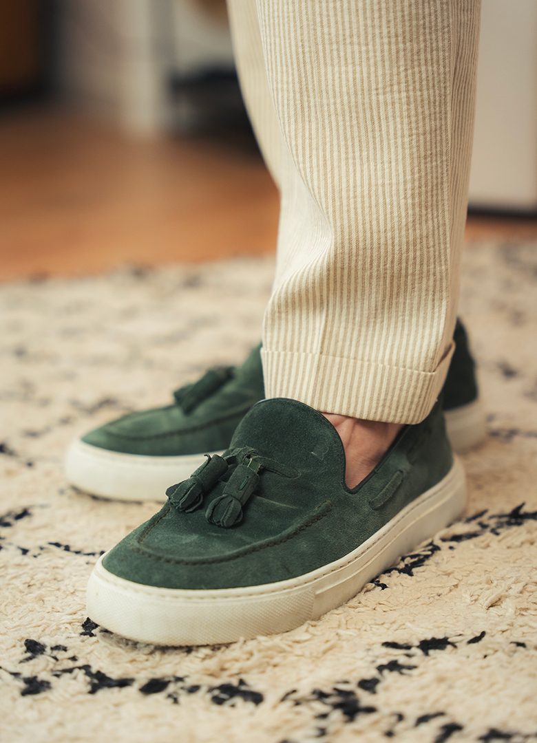 Look élégant été mariage mocassins