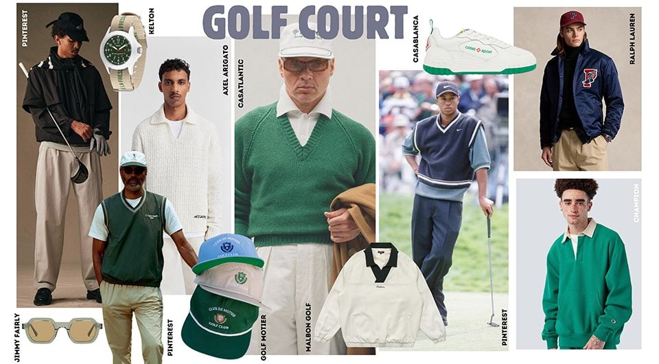 tendances mode masculine automne hiver 2024 moodboard golf court