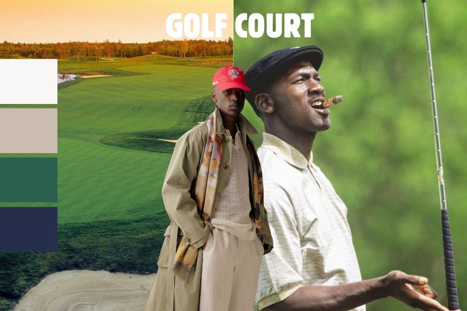 tendances mode masculine automne hiver 2024 visuel golf court