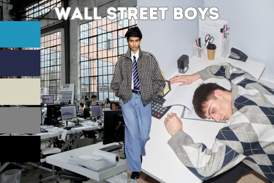 tendances mode masculine automne hiver 2024 visuel wall street boys