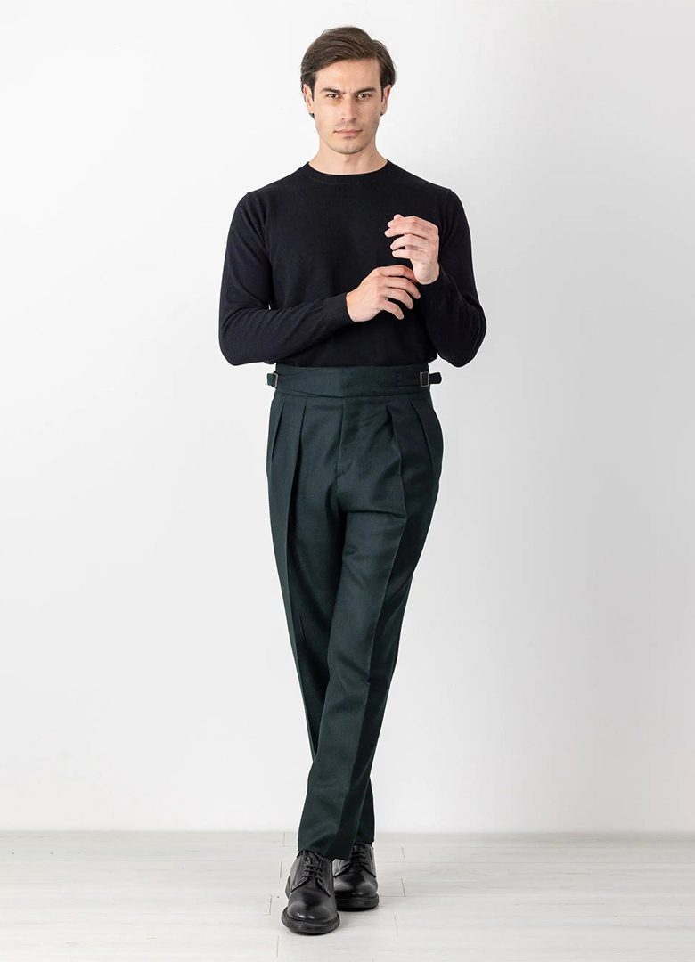 pantalon vert laine claudio mariani