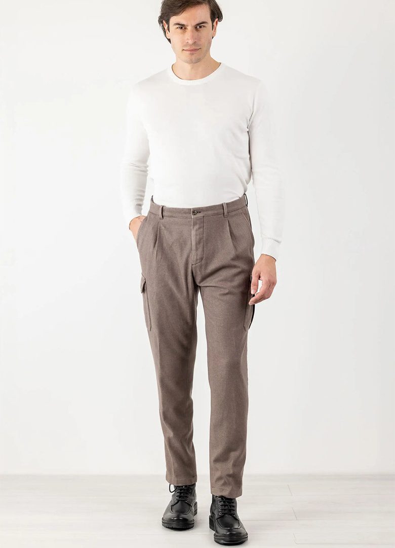 chino marron flanelle claudio mariani