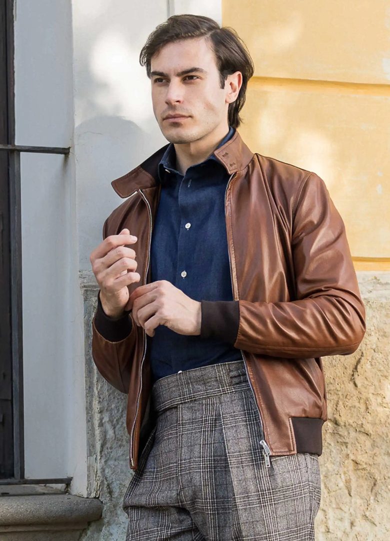 blouson en cuir fabriqué en italie