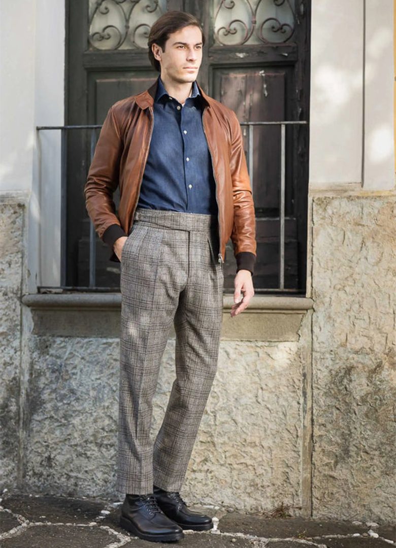 pantalon en flanelle à carreaux