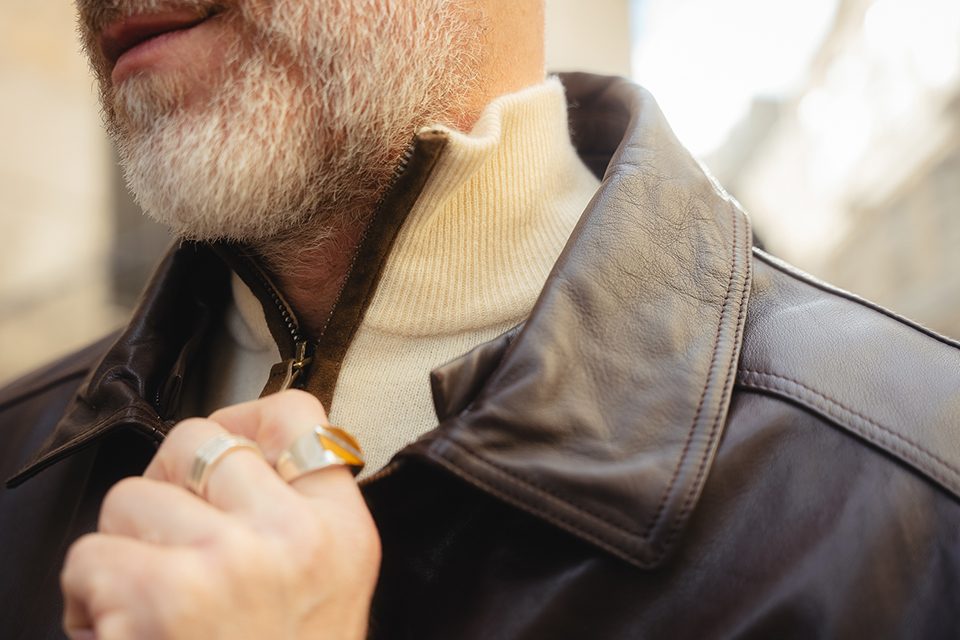 tenue homme pull camionneur blouson cuir bexley