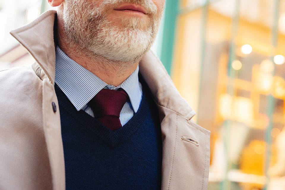 tenue homme trench col v cravate bexley