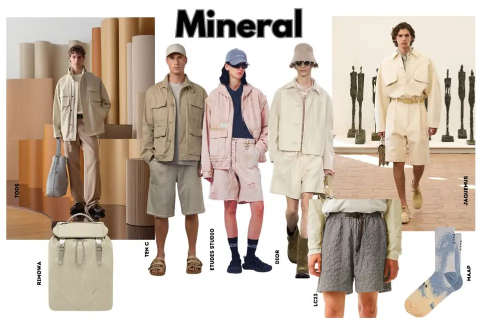 tendance mode masculine printemps ete 2025 mineral moodboard