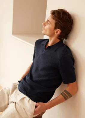 polo maille homme bleu marine hircus erdem