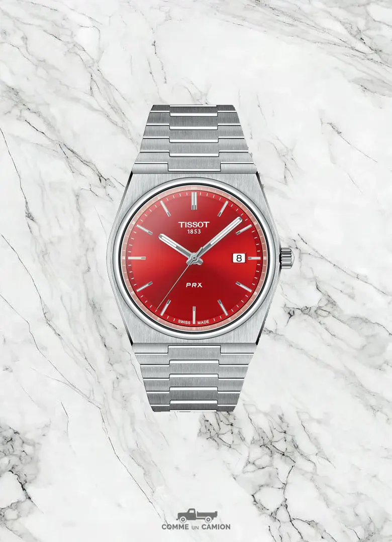 montre printemps cadran rouge tisso tprx quartz