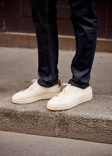 baskets blanche jean pied de biche