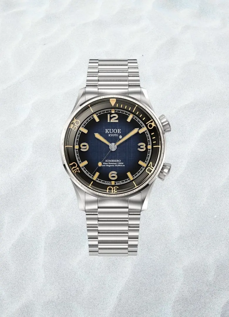 montre plongee kuoe sombrero bleue lin