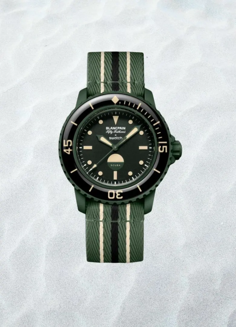 montre plongee swatch green abyss