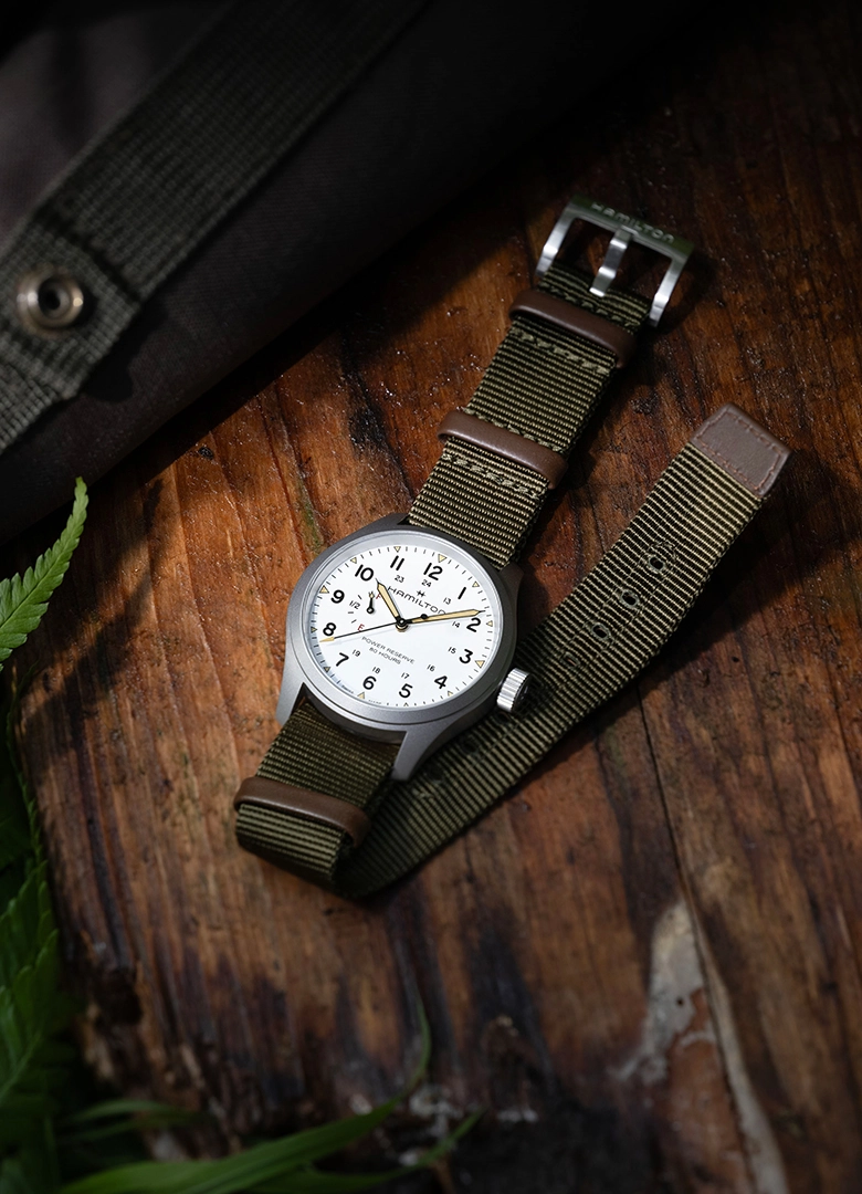 Hamilton Khaki Field Power Reserve Nato Blanc