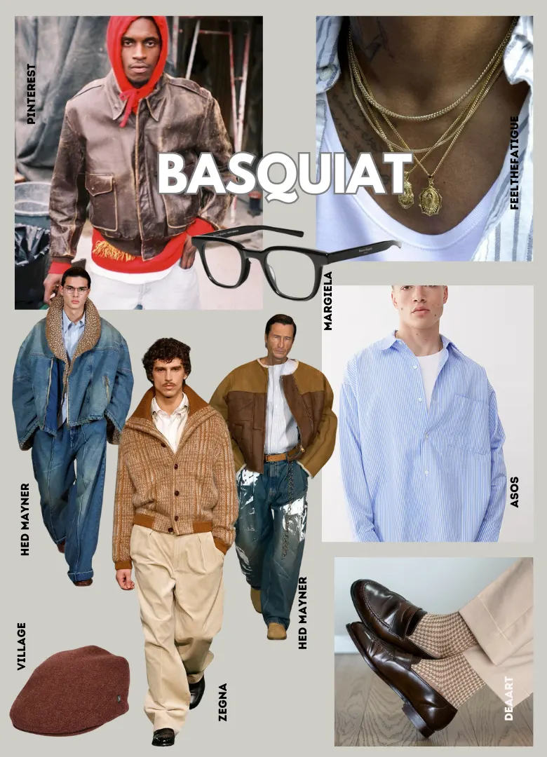 tendances mode masculine FW25 basquiat moodboard