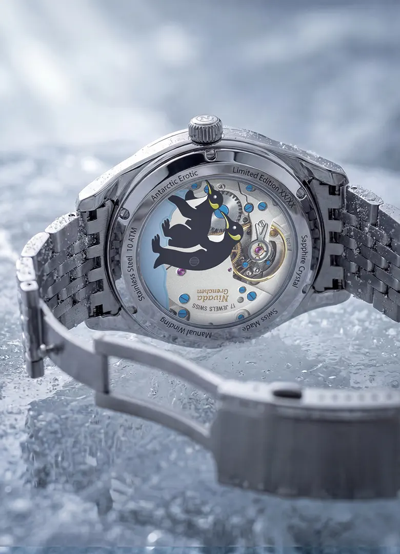 montre nivada grenchen antarctic erotic 38 mm tuxedo mouvement pingouins