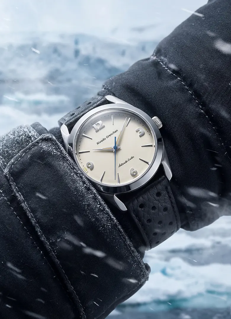 montre nivada grenchen antarctic erotic cadran coquille doeuf bracelet cuir perfore
