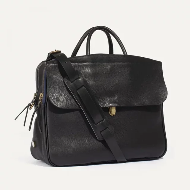 sac business cuir bleu de chauffe zeppo noir