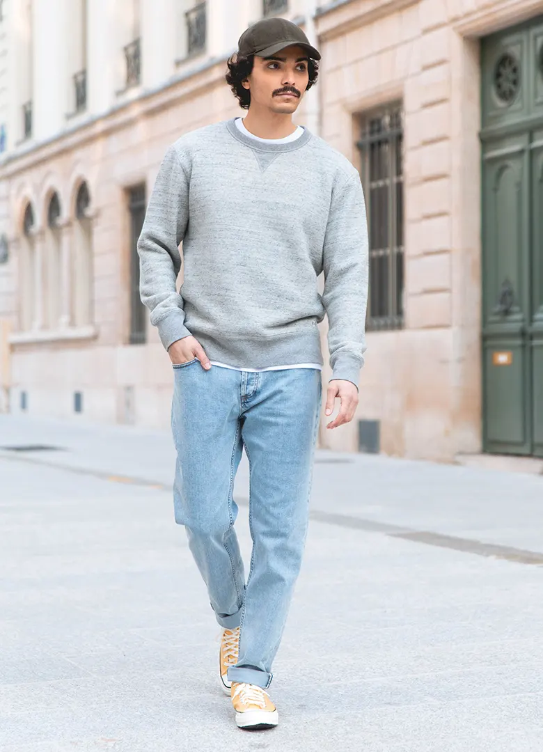sweat homme lepantalon gris chine