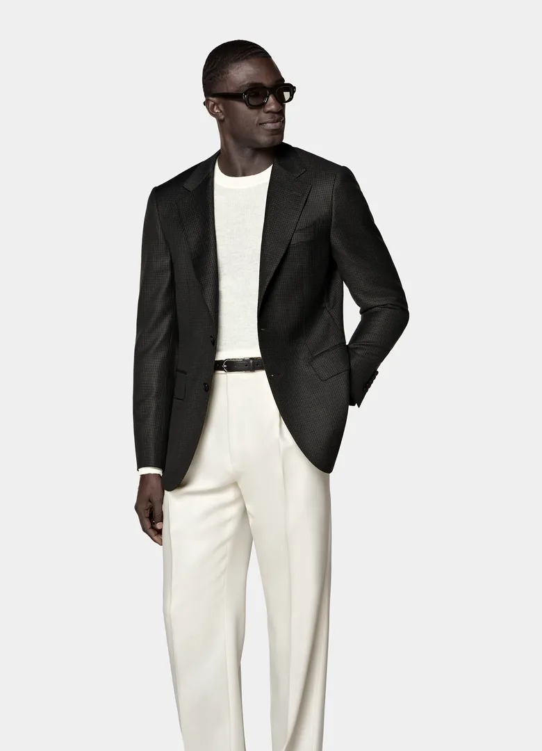 blazer homme anthracite micro motif laine suitsupply