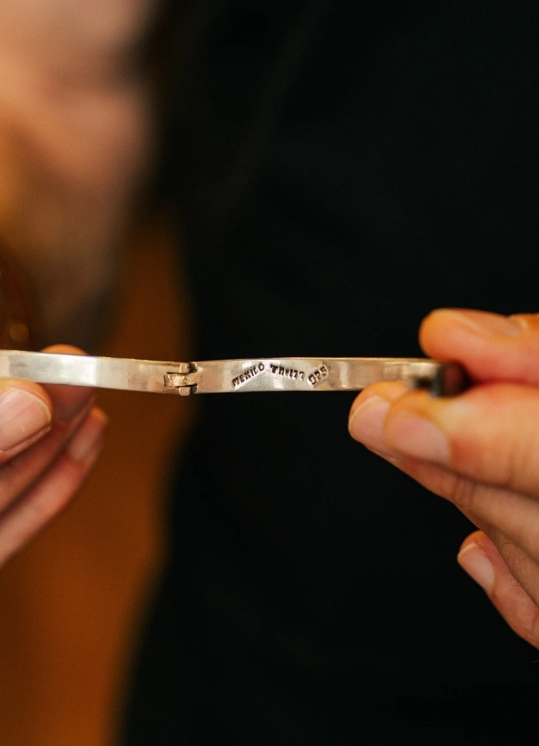 bracelet argent mexicain charniere