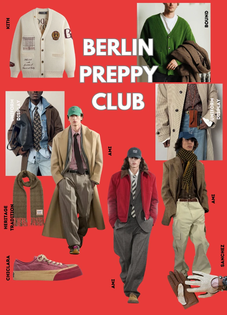 tendances mode masculine automne hiver 2026 2027 berlin preppy club moodboard