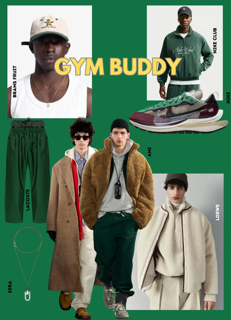 tendances mode masculine automne hiver 2026 2027 gym buddy moodboard