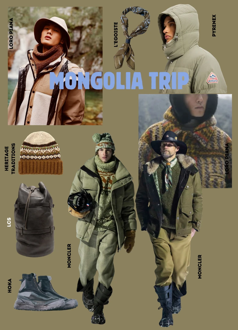 tendances mode masculine automne hiver 2026 2027 mongolia trip moodboard