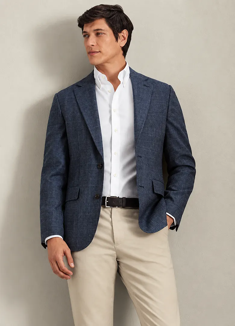 veste blazer bleue prince de galles laine charles tyrwhitt