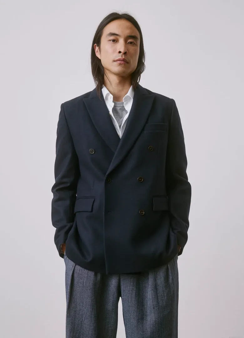 veste croisee homme bleu marine laine figaret
