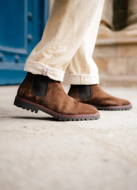 Chelsea boots Bexley en cuir suédé marron à semelle commando