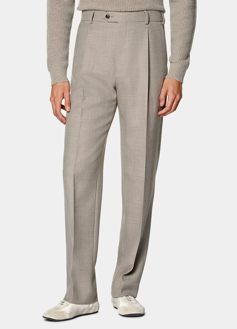 Pantalon Wide Leg en laine taupe Suitsupply pour homme