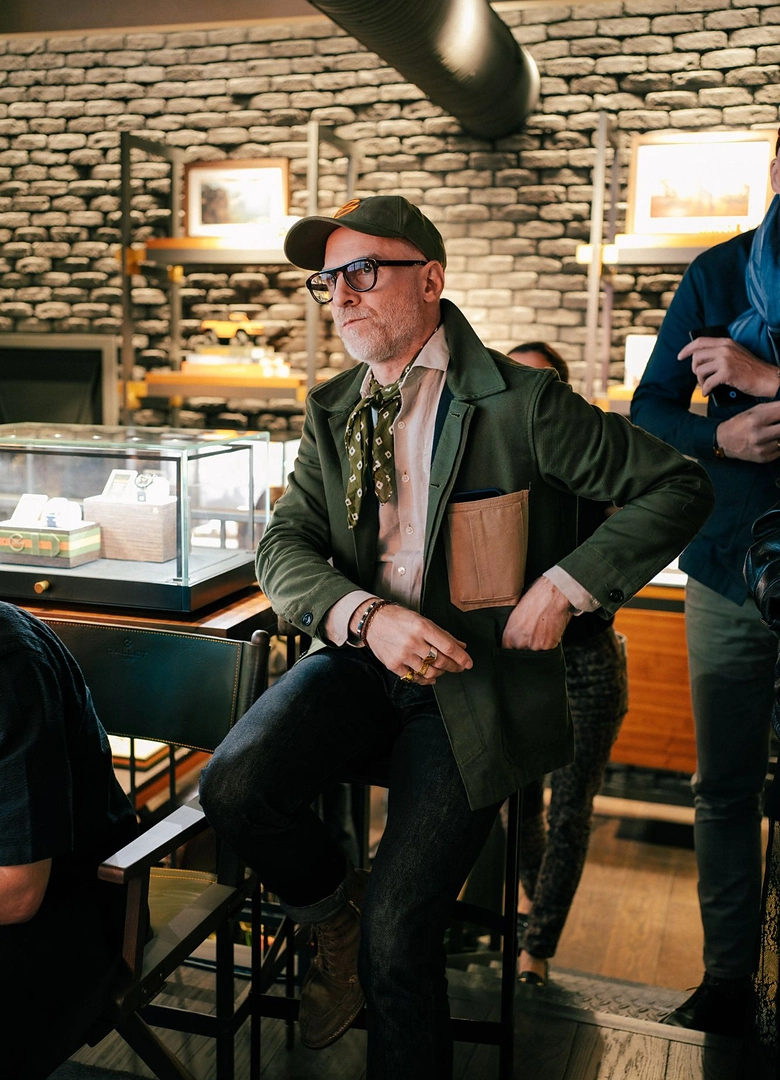 Serge Massignan à la présentation de la collection Gallet, boutique Breitling rue de la Paix