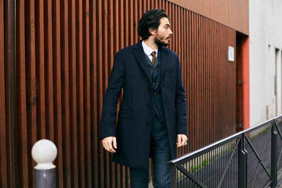 Manteau homme laine & cachemire hiver Bleu Marine - HONORÉ II