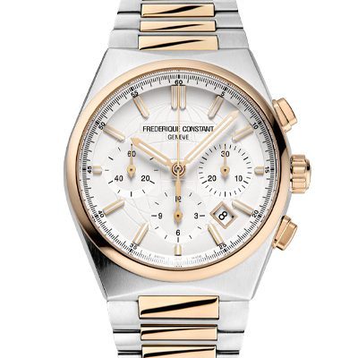 montre frederique constant highlife chronographe or acier