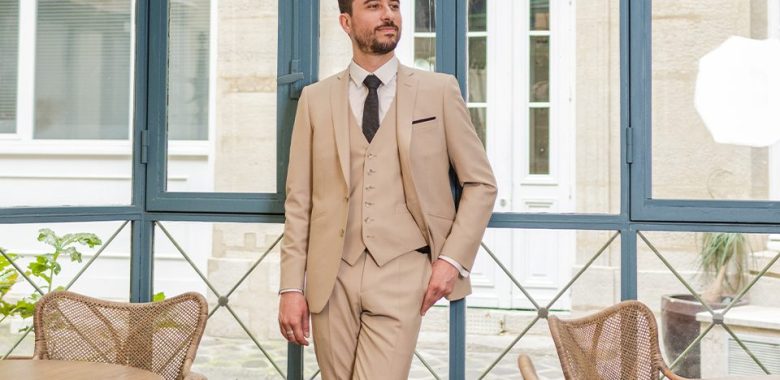 costume beige mariage sur mesure samson