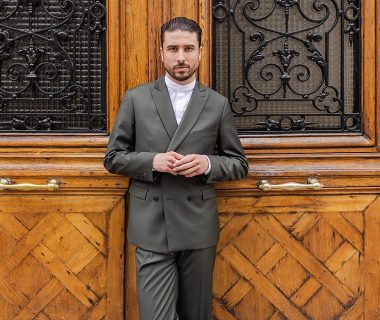 costume mariage sur mesure vert kaki apieceur