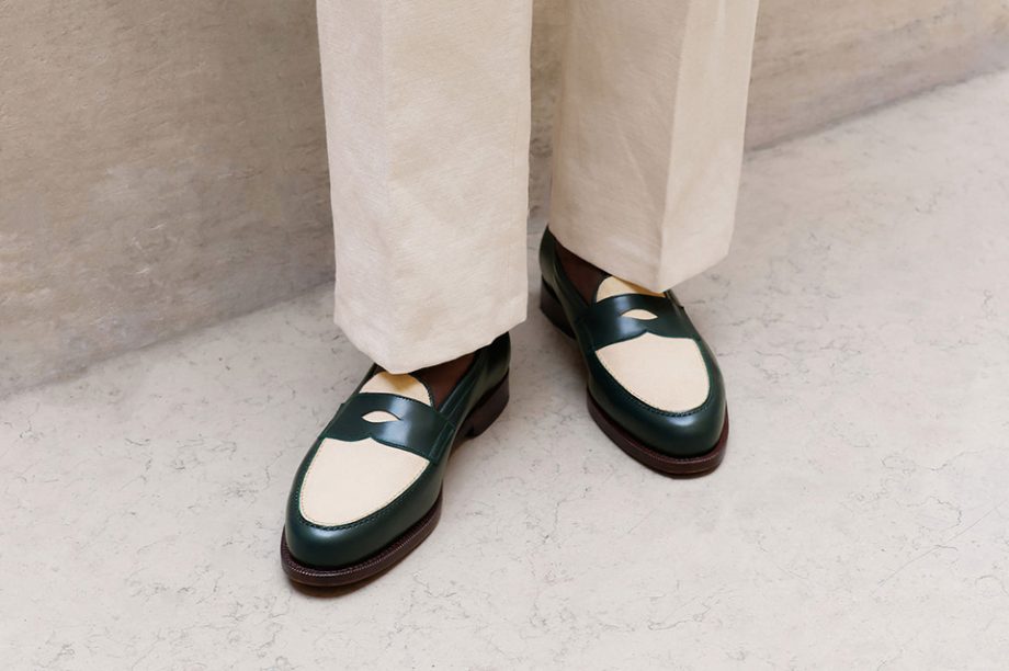 mocassins bicolores hast septieme largeur collab vert anglais